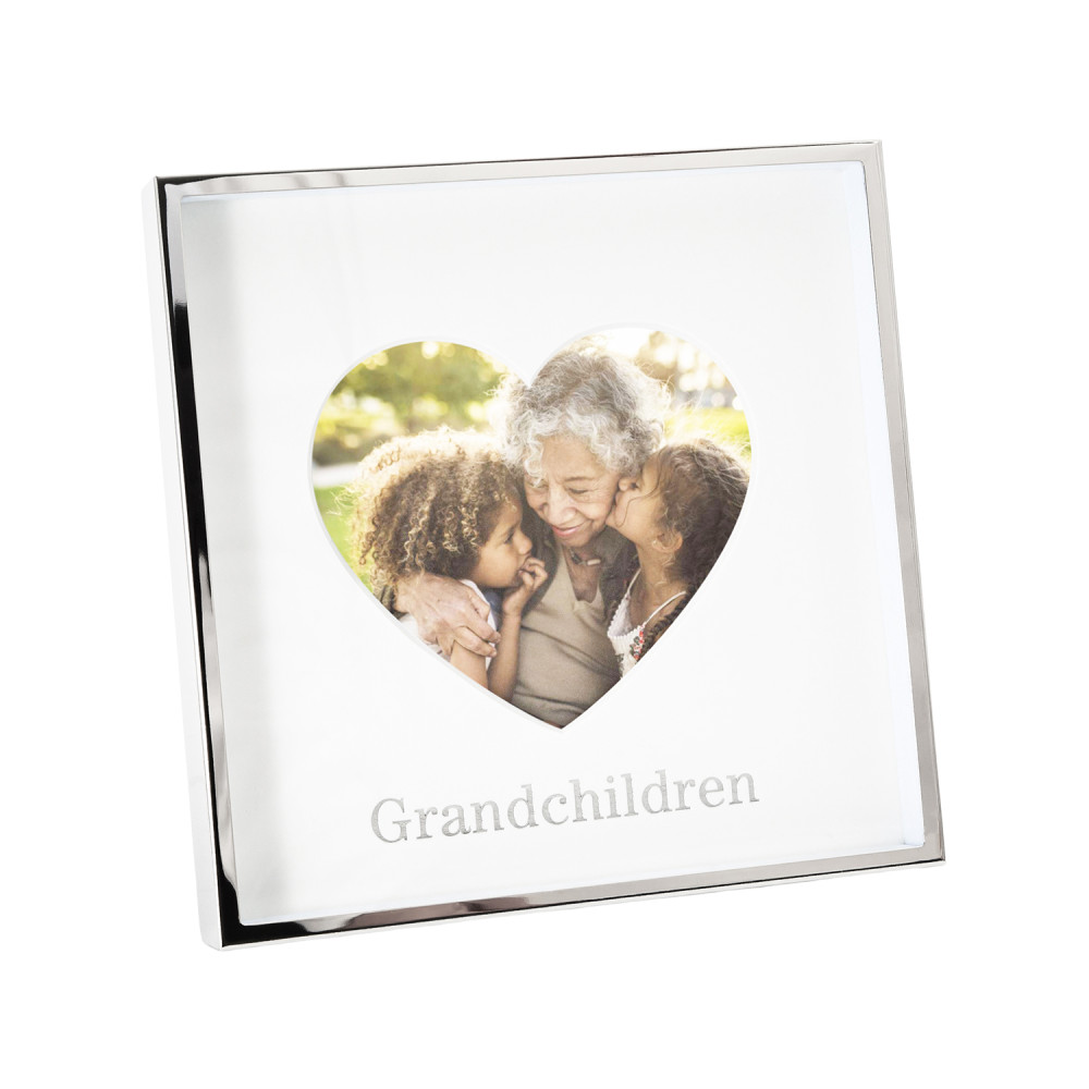 Nickel Grandchildren 4x4 Heart Frame with Silver Foil by Happy Homewares