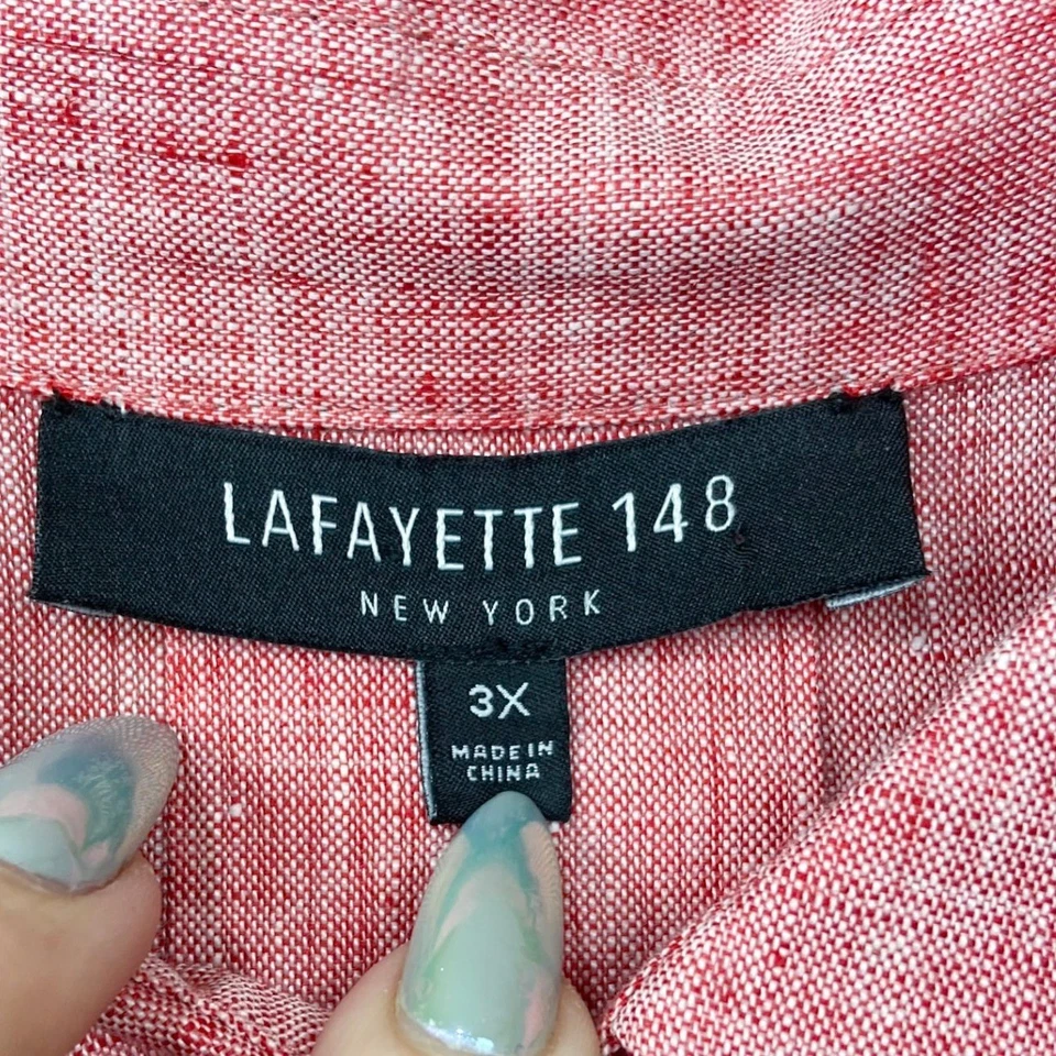 Camisa Top Lafayette 148 Nueva York Roja Rosa Lino Talla 3X Minimalista Carrera Foto 2 de 4
