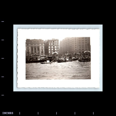 #ad #ad Old Vintage Photo BOATS AND WATER OUTSIDE HOTEL BUILDING $1.70