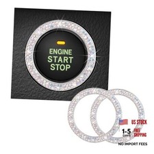 Kewucn Bling Crystal Double Rhinestone Car Engine Start Decoration 2 PCS AB