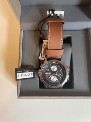 Hamilton Khaki Aviation X-Wind Auto Chrono Black Dial LTHR Band Men's H77616533