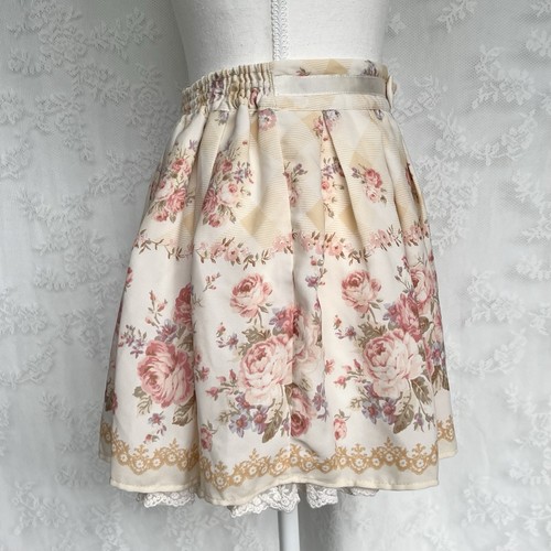 Liz Lisa Vintage Floral Lolita Skort Culottes Bow Lace Rose Beige Plaid - Picture 5 of 6