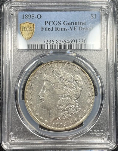 1895 O Morgan Silver Dollar $1 PCGS Genuine VF Details Filed Rims