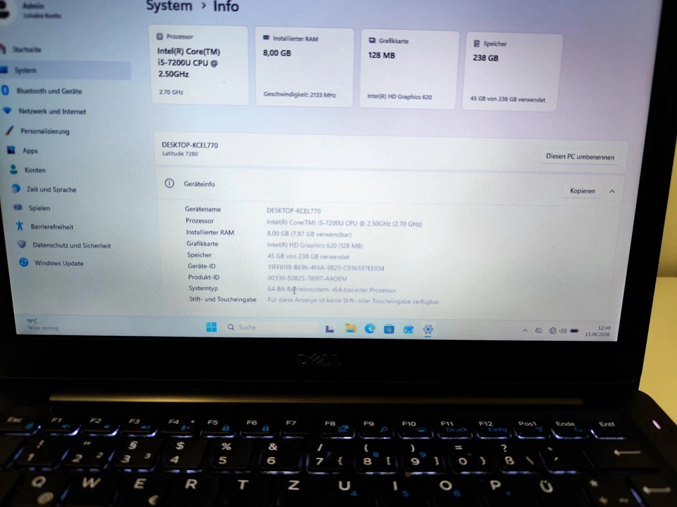 Dell Latitude E7280 · i5-7200U · 8GB · 256GB, Foto 2 von 4