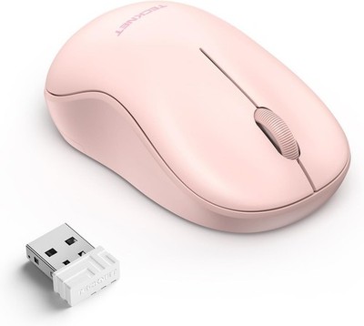 TECKNET Pink Wireless Mouse   Quiet, 5 DPI, Contoured Grip, 30 Months Battery