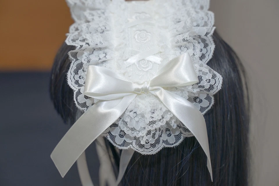 💖Japanese  white  Lolita  head dress Double-layered lace💖 - Image 3 of 4