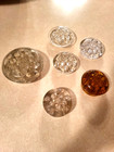 VINTAGE LOT OF 6 GLASS FLOWER ARRANGING FROGS-ONE IS AMBER COLOR — photo 1