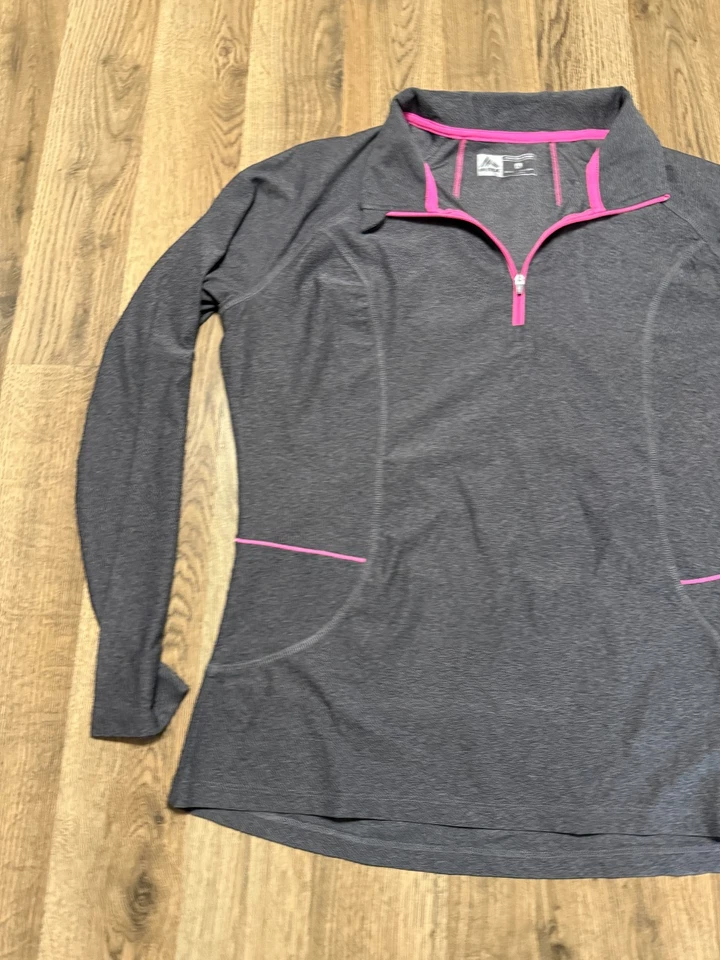 RBX Shirt, Women's Size XL, Grey Pink Long Sleeve 3/4 Zipper Athletic Wear - Image 4 of 4