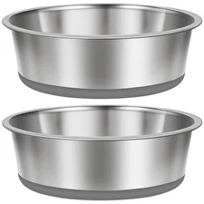 Taglory 2 Cup Stainless Steel Dog Bowls Set of 2 for Food and Water, Silicone Ba
