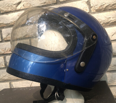 Grant FF RG9 Helmet 1970s Blue Motorcycle Bobber chopper Clear