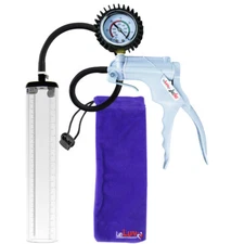 LeLuv JacVac Penis Pump, 9"/12" Thick Walled Cylinder, NPT Gauge Options Handle