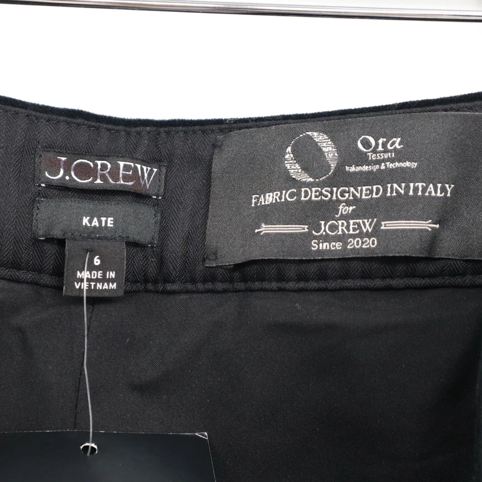 J. Pantalón Crew Kate Terciopelo Calce Ajustado Mujer 6 Negro Fiesta Corporativo Officegoth Nuevo con Etiquetas Foto 3 de 4