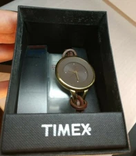 Timex Vintage Wristwatch Genuine Brown Leather Strap-NEW- Free Shipping w/Track!