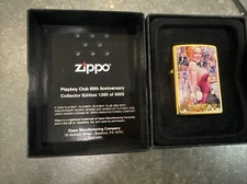 Playboy Club 50th Anniversary Limited 1360/5000 Zippo Oil Lighter 2009 MIB Gold