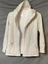 Girls Justice gray Open Front Hooded jacket size 8 With Zipper Side Pockets