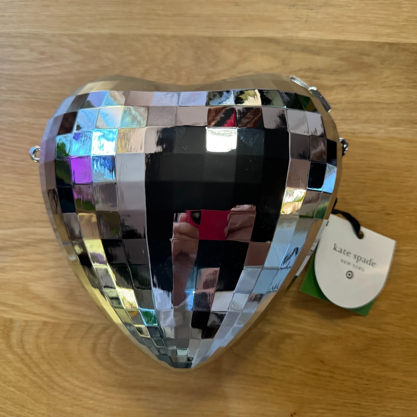 Borsa a tracolla tracolla a forma di cuore discoteca kate spade new york x bersaglio argento