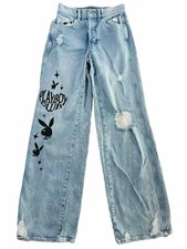 Jeans larghi Playboy x PacSun taglia 23 eco super invecchiati vita alta