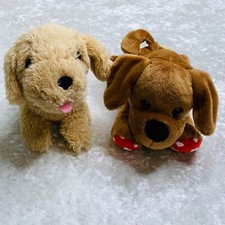 2 Puppy Dogs Tan  Brown 7" Stuffed Animal Plush 2023 