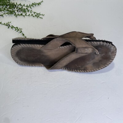 John Varvatos Beige Tan Leather Thong Flip Flop Sandals Size 12M John Varvatos Beige Tan Leather Thong Flip Flop Sandals Size  main image 3