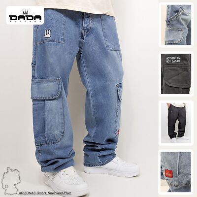 DADA SUPREME Herren Baggy Denim Cargo Jeans mit Taschen Worker Style