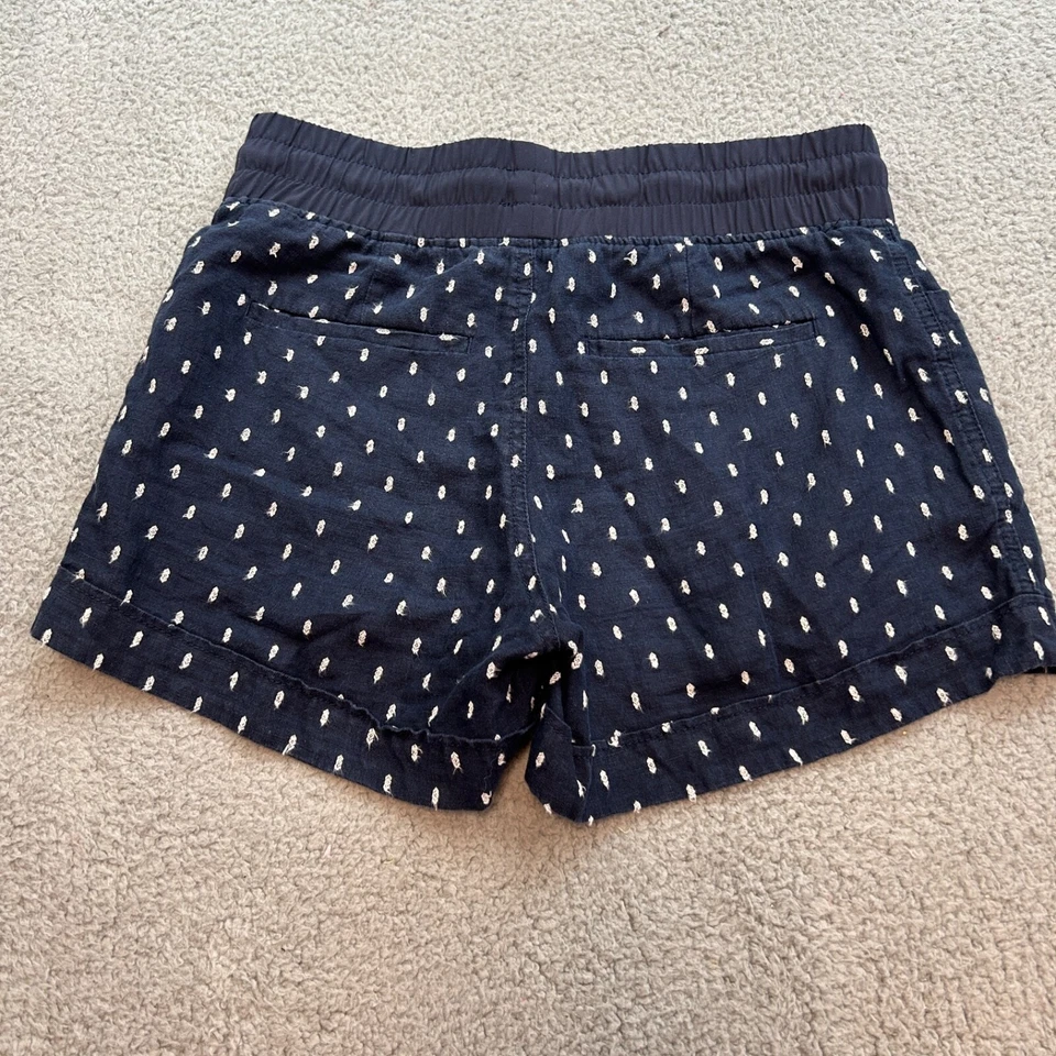 Pantalones Cortos Athleta Para Mujer 4 Azul Cabo Tide Lino 4" Entrepierna Estampado Diamante Foto 3 de 4