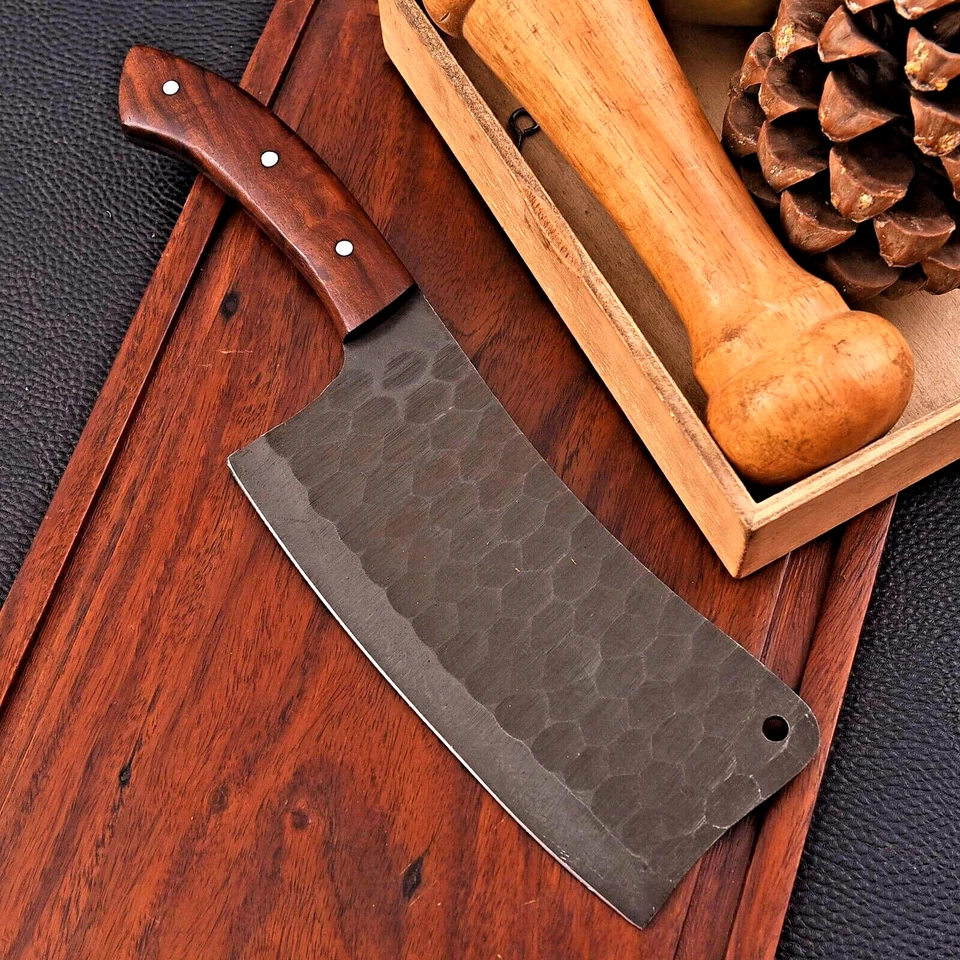 CUCHILLO DE CARNICERO PICADORA DE CARNE DE ACERO AL CARBONO FORJADO HECHO A MANO PERSONALIZADO 1806 Foto 3 de 4