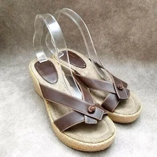 Gitano Womens Greenie  Size 8 Brown  Open Toe 3" Wedge Sandals