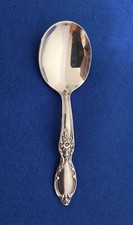 Vintage Wm Rogers  Son IS Silver Plate Baby Spoon Victorian Rose Round Bowl 4"