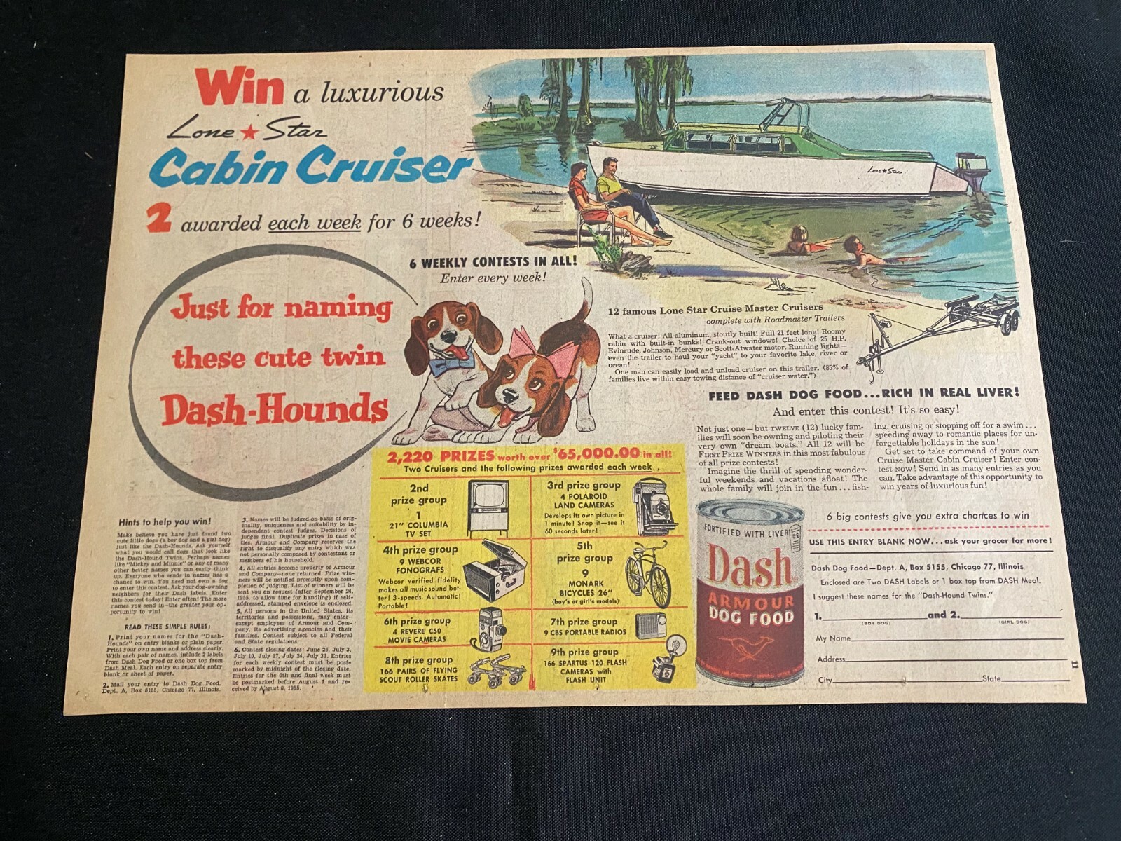 Sunday Ad 1955 Win A Lone Star Cabiin Cruiser