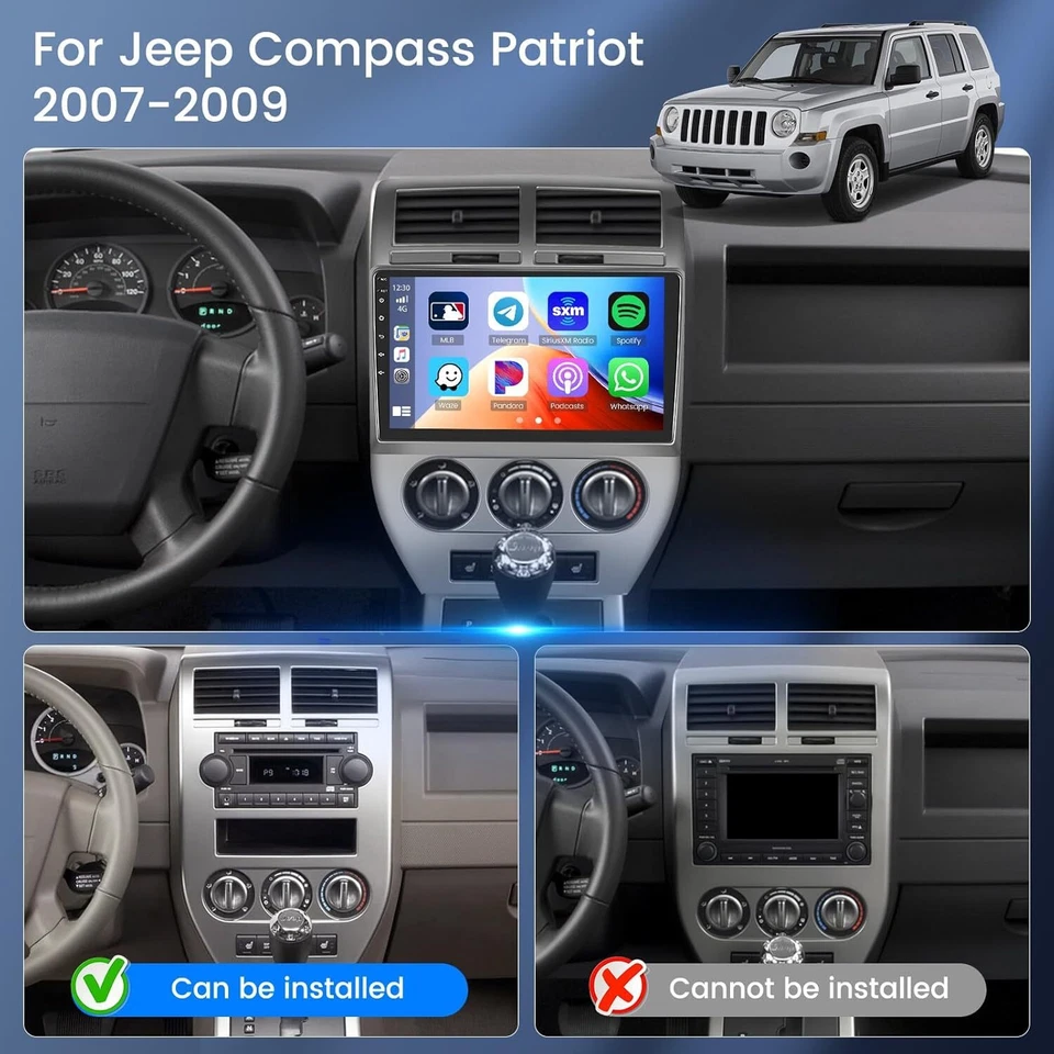 2+64GB CarPlay Android13 Radio Für Jeep Compass 2007-2010  GPS Navi BT Kamera - Bild 2 von 4