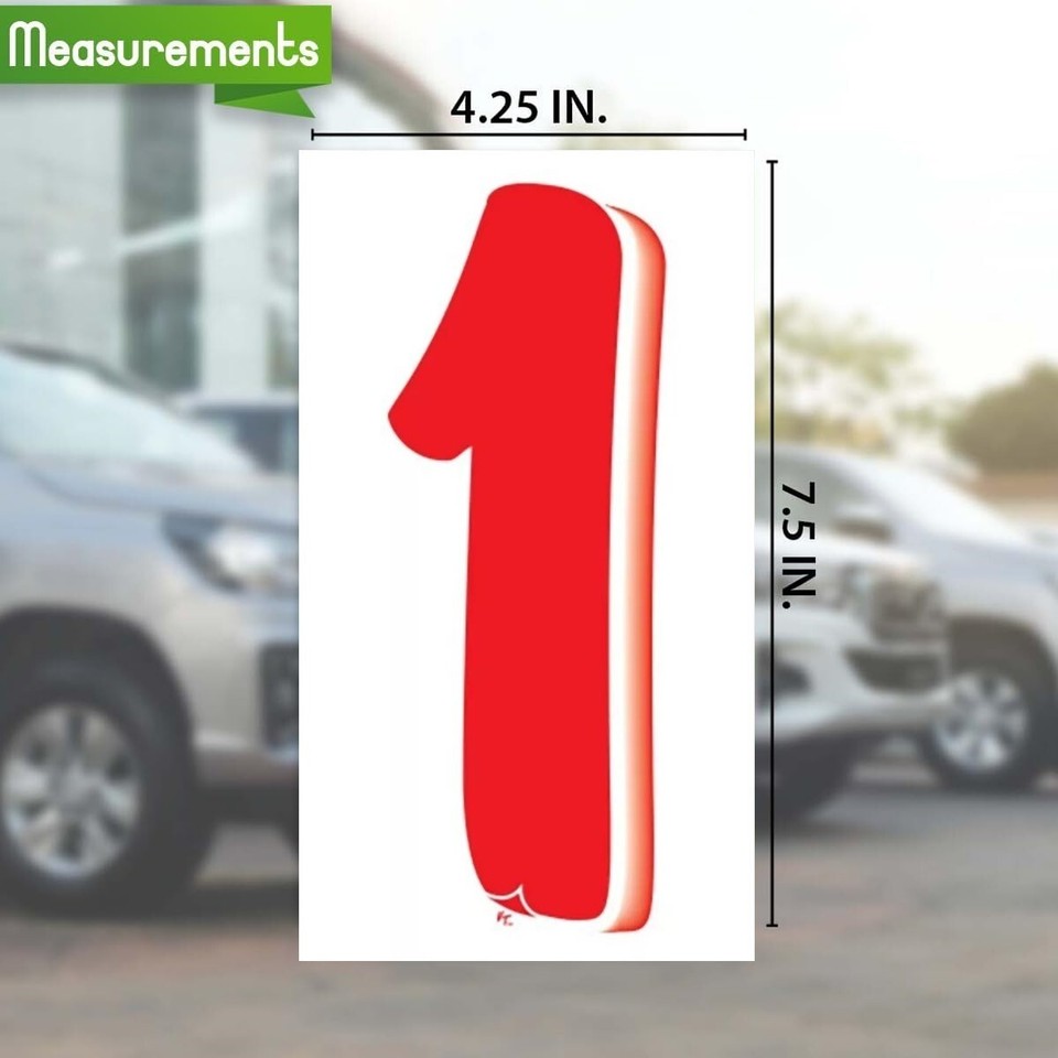 7 1/2 Inch Red on White Numbers Windshield Pricing Stickers Car Dealer ...