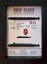 Ohio Class Submarine Memorial Display Box, 5.75" x 7.75", Black, Trident