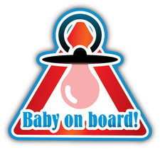 Baby On Board Nipple Cartoon Warning Sign Car Bumper Sticker Decal 5" x 5"