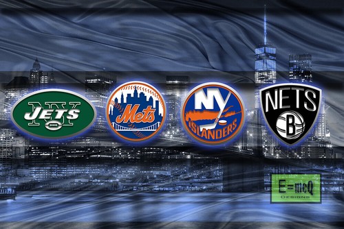 NEW YORK SPORTS TEAMS 20x30 Sports Nets Islanders Jets Mets Poster Free Ship