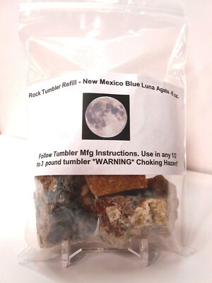 Rockhound's First Choice Rock Tumbler New Mexico Blue Luna  Agate Rough 8oz.