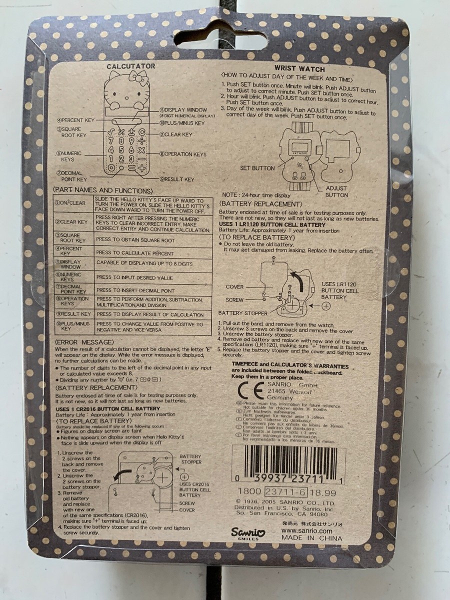 Hello Kitty Calculator and Watch Vintage remake Blue Back to 