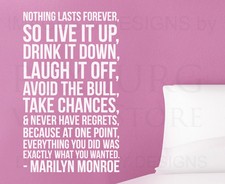 Nothing Lasts Forever Marilyn Monroe Wall Decal Vinyl Sticker Art Quote A46
