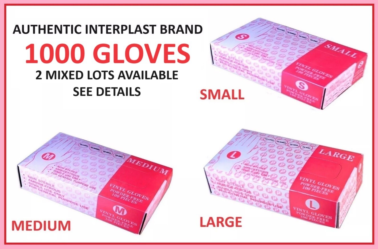 Interplast FOOD SERVICE HANDLING Vinyl Glove Disposable 100pc Boxes POWDER FREE