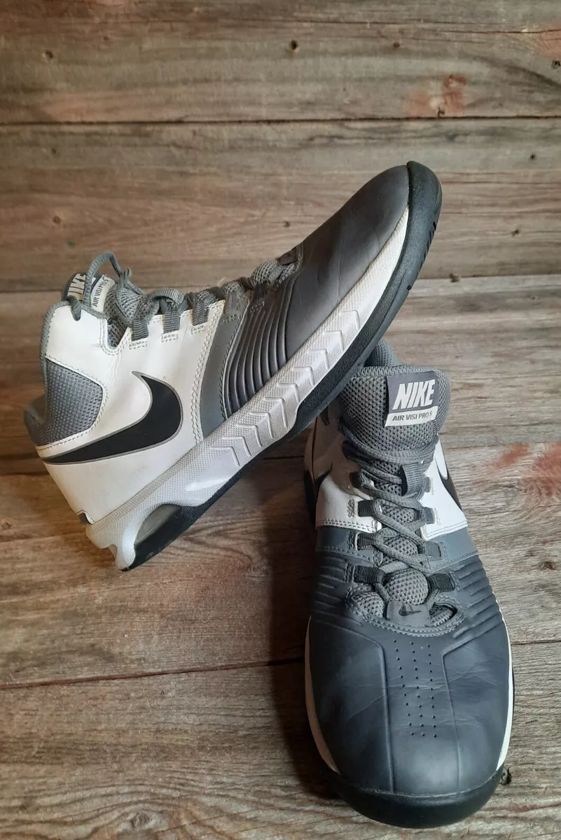 Nike Mens Air Visi Pro 5 653656 002 Gray White Basketball Shoes Lace Up Size 8.5
