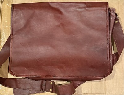 Classic Brown Leather Men's Laptop Shoulder Satchel Messenger Bag New Nice!