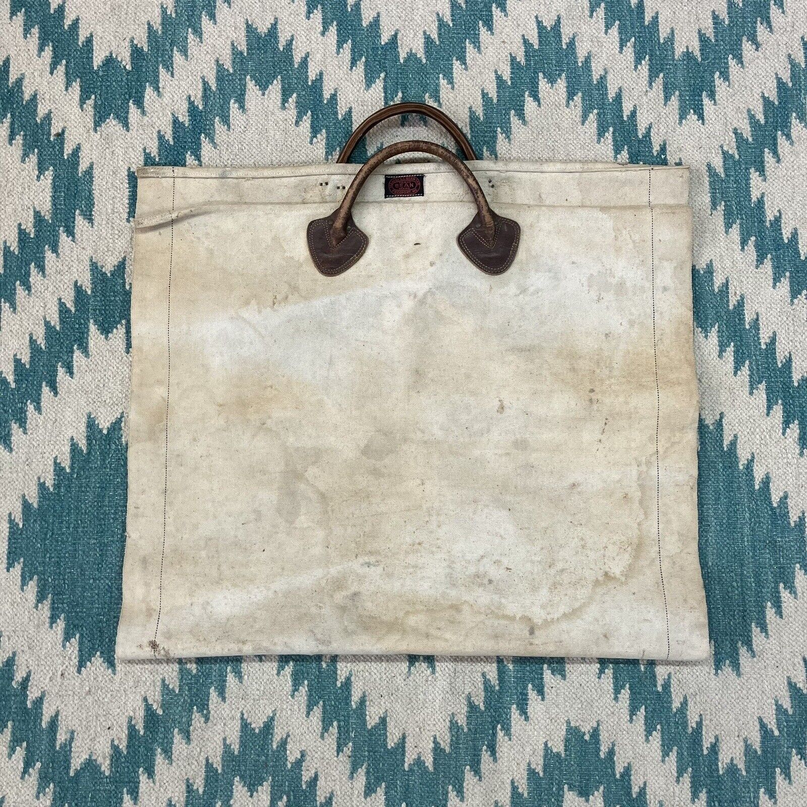 Vintage 1930s L.L. Bean Canvas and Leather Log Ca… - image 1