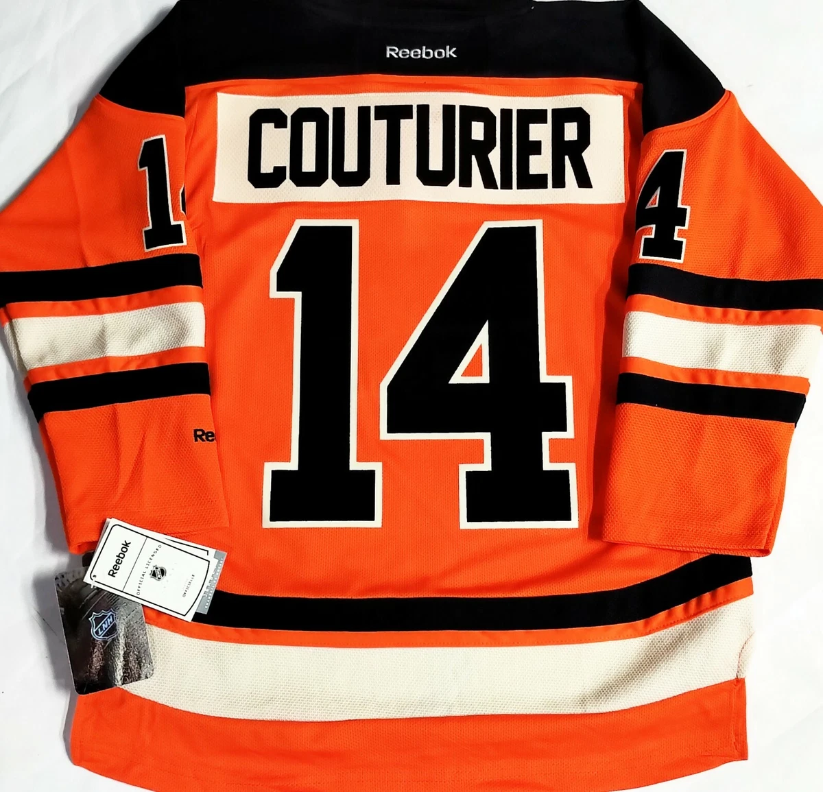 L/XL-NWT SEAN COUTURIER PHILADELPHIA FELT CREST RBK YOUTH HOCKEY JERSEY | eBay