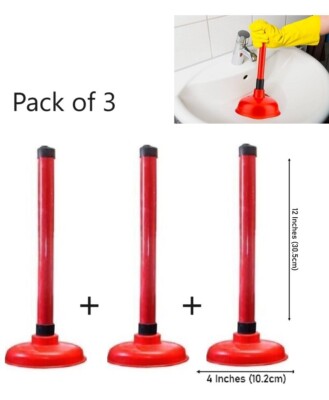 3 Ablauf Entsperrer Kolben Saug WC Küche Spüle Dusche Rohr Verstopfung Sanitär