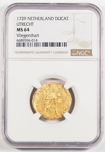 Netherlands Utrecht 1729 Gold Ducat Coin NGC MS64 KM-7.1 Vliegenthart Shipwreck