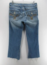Vigoss Jeans Women 7 8 Blue Boot Cut Raw Hem Denim Ripped Preppy Cropped Juniors