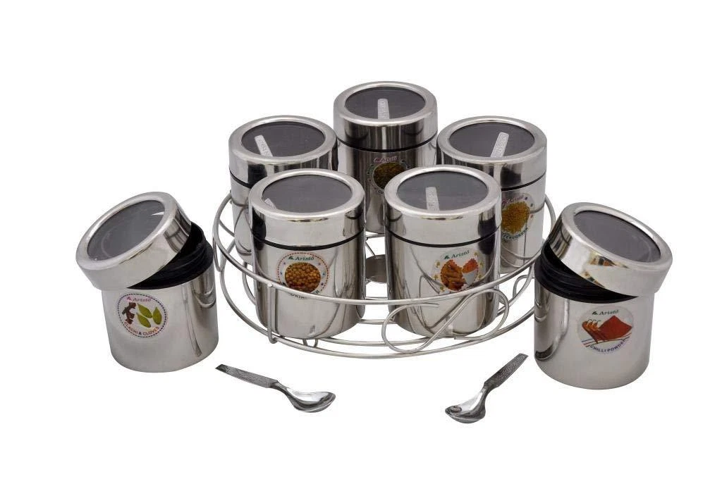Stainless Steel Masala Dryfruit Stand 7in1 Silver color 7 Piece Set