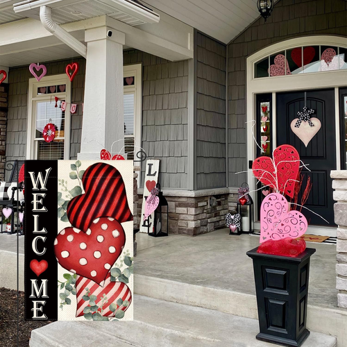Valentines Day Welcome Garden Flag 12X18 Inch Double Sided Outdoor Decoration - Picture 3 of 12