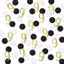Gold Glitter 9 Confetti 9th Birthday Number Confetti 200pcs Anniversary Party...