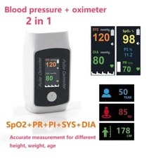 New 2 in 1 Smart Pulse Fingertip Oximeter with Blood Presure  SpO2 PR PI SYS DIA