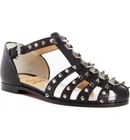 Christian Louboutin Sandals Loubiclou Studded Gladiator Flats 36.5 Black Shoes